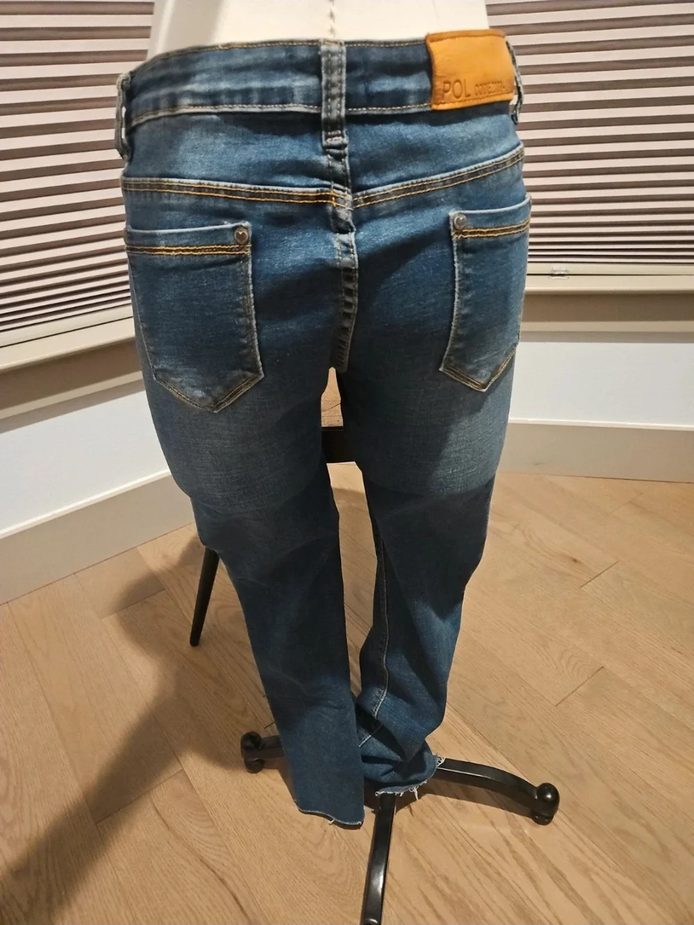 POL Womens’s Distressed Straight Jeans - Dark Blue Size S